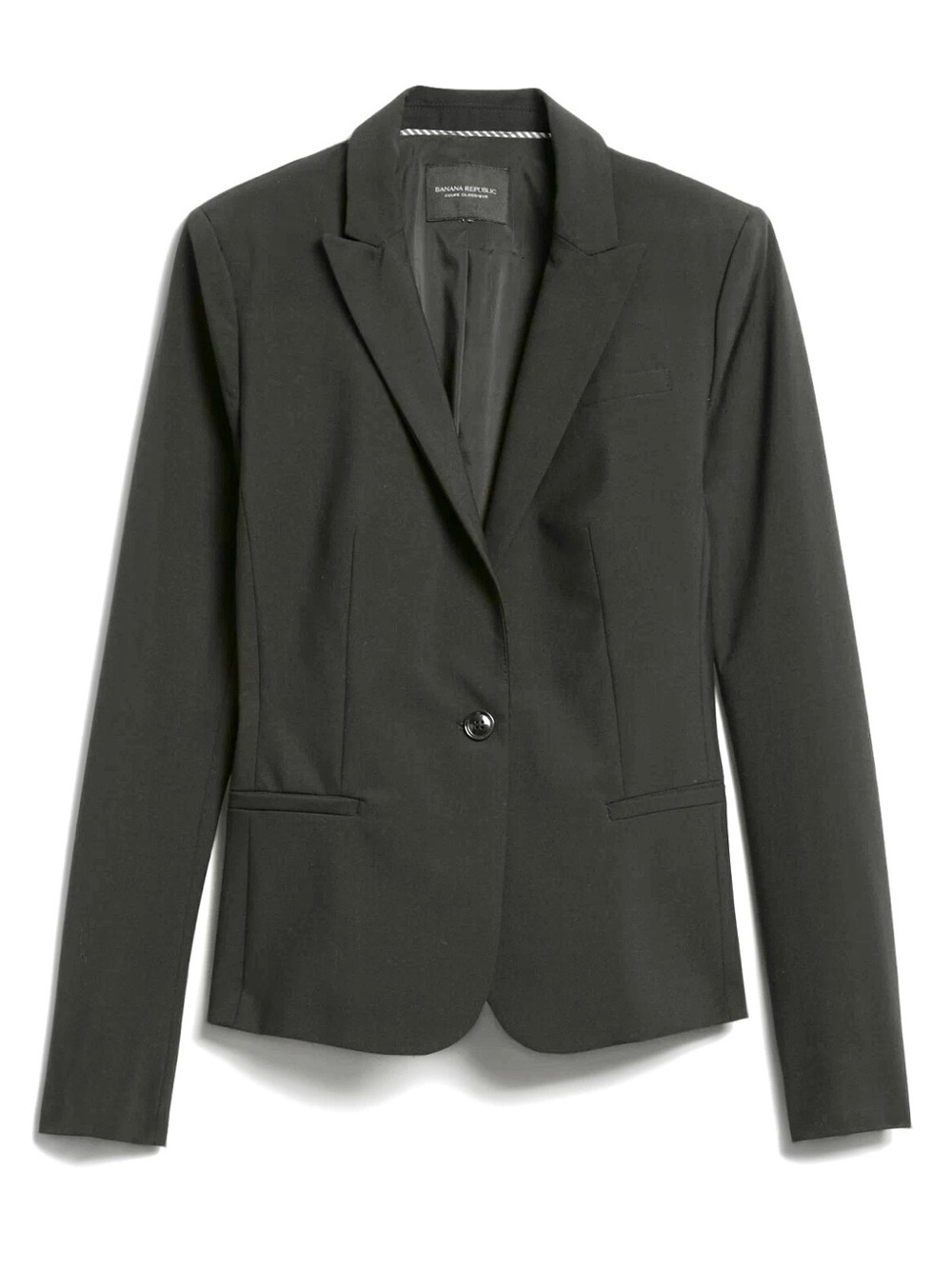 Banana Republic Sz 2 Classic Fit Black Italian Wool Tailored Blazer